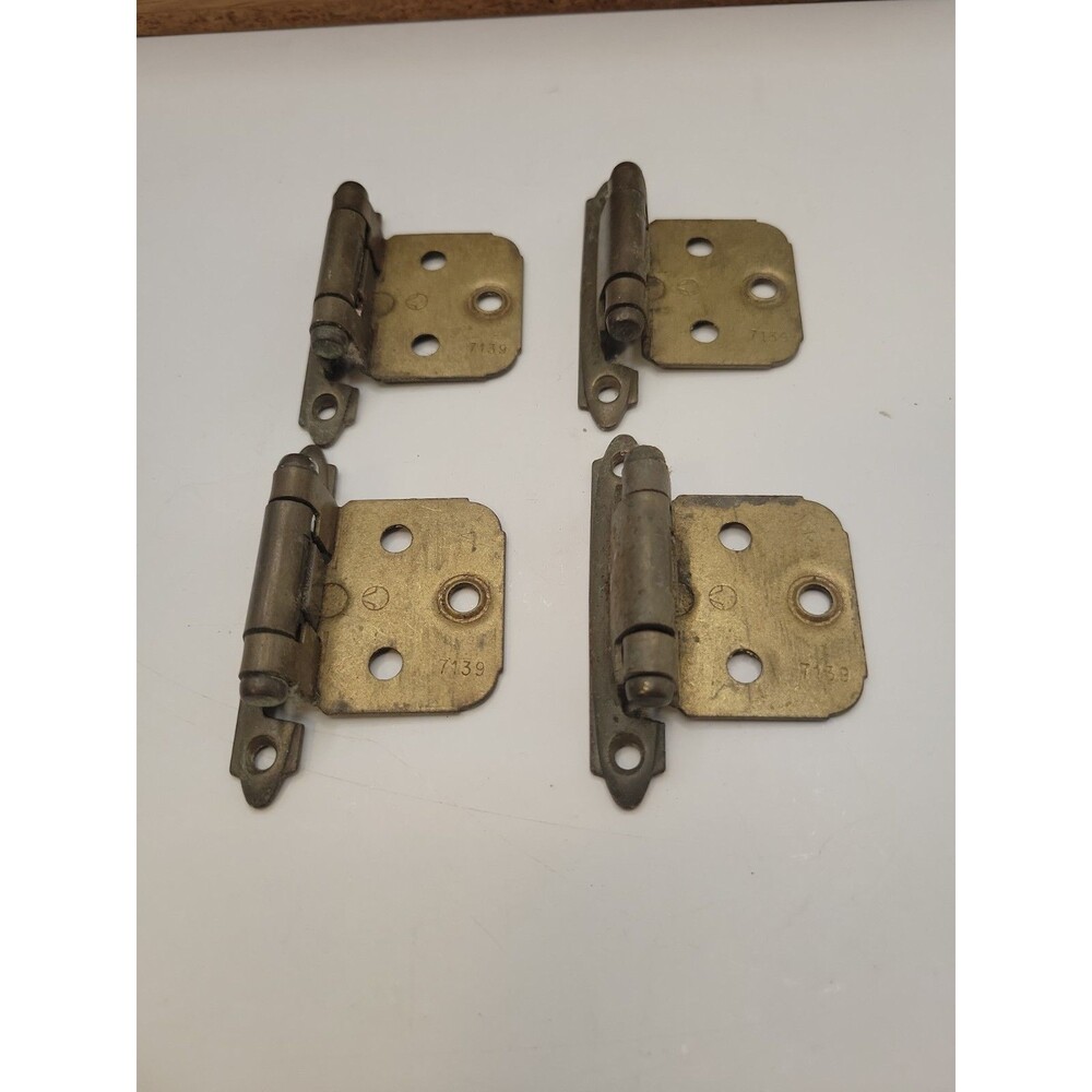 4 Vintage Amerock Self Closing Cabinet Hinges w/Brass Of Copper Finish 7139